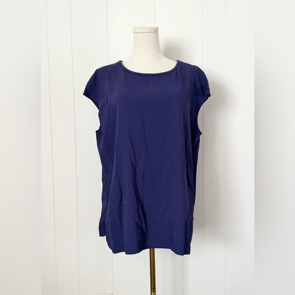Piazza Sempione NWT Dark Blue Keyhole Back Blouse Navy Blue Size 50 USA 14 - Picture 1 of 5